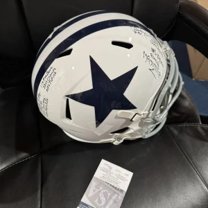 Randy White Bob Lilly Drew Pearson Signed Autographed Stat Helmet JSA Cowboys
