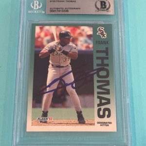 FRANK THOMAS Signed 1992 FLEER Card #100 Beckett (BAS)