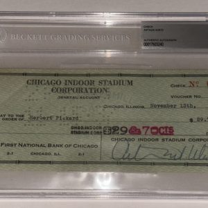ARTHUR WIRTZ Signed Chicago Stadium CHECK Beckett Encapsulated (BAS)