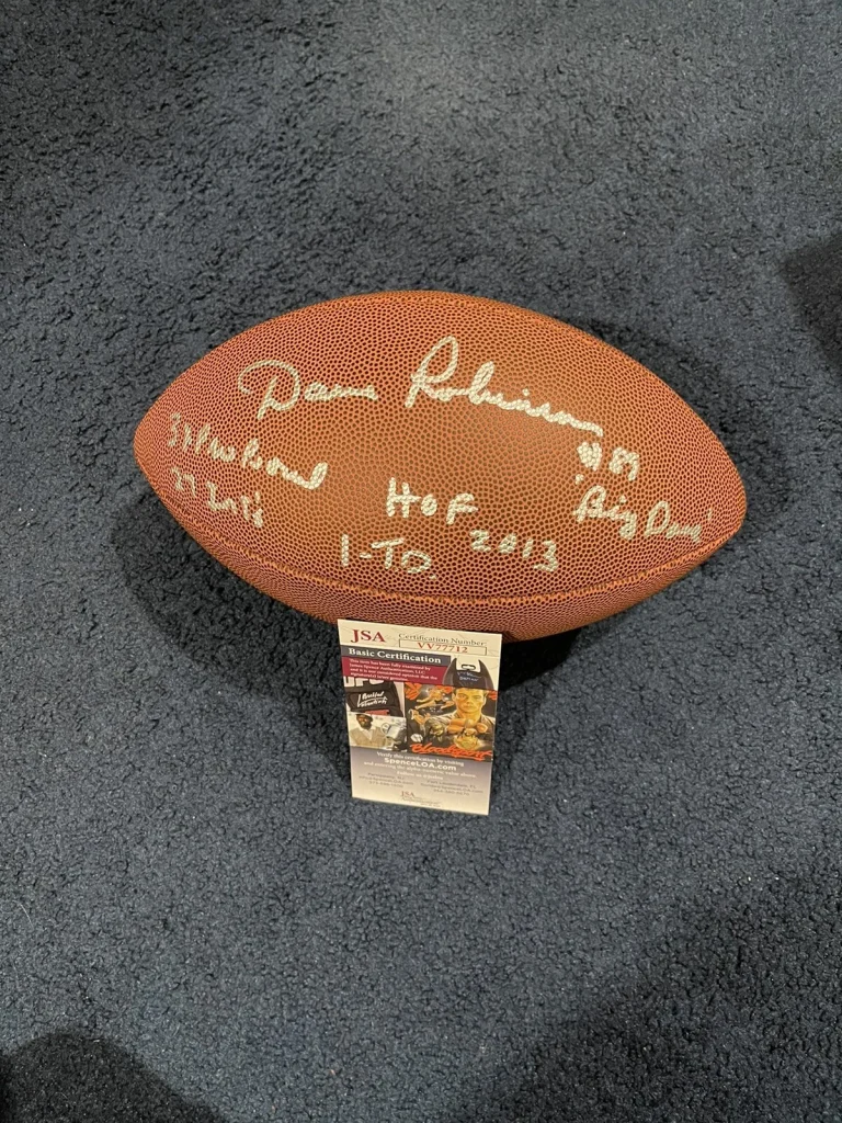 Dave Robinson Signed Full Size Wilson Stat Football, JSA, HOF 5 Inscriptions Wow