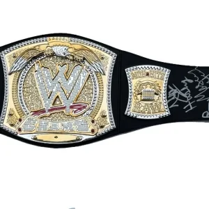 WWE Spinner Belt Championship Toy Belt Signed By 18 Husky Harris JSA COA