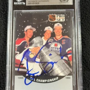 Steve Smith Signed 1990/91 Pro Set Stanley Cup Card #704 BAS Certified Oilers