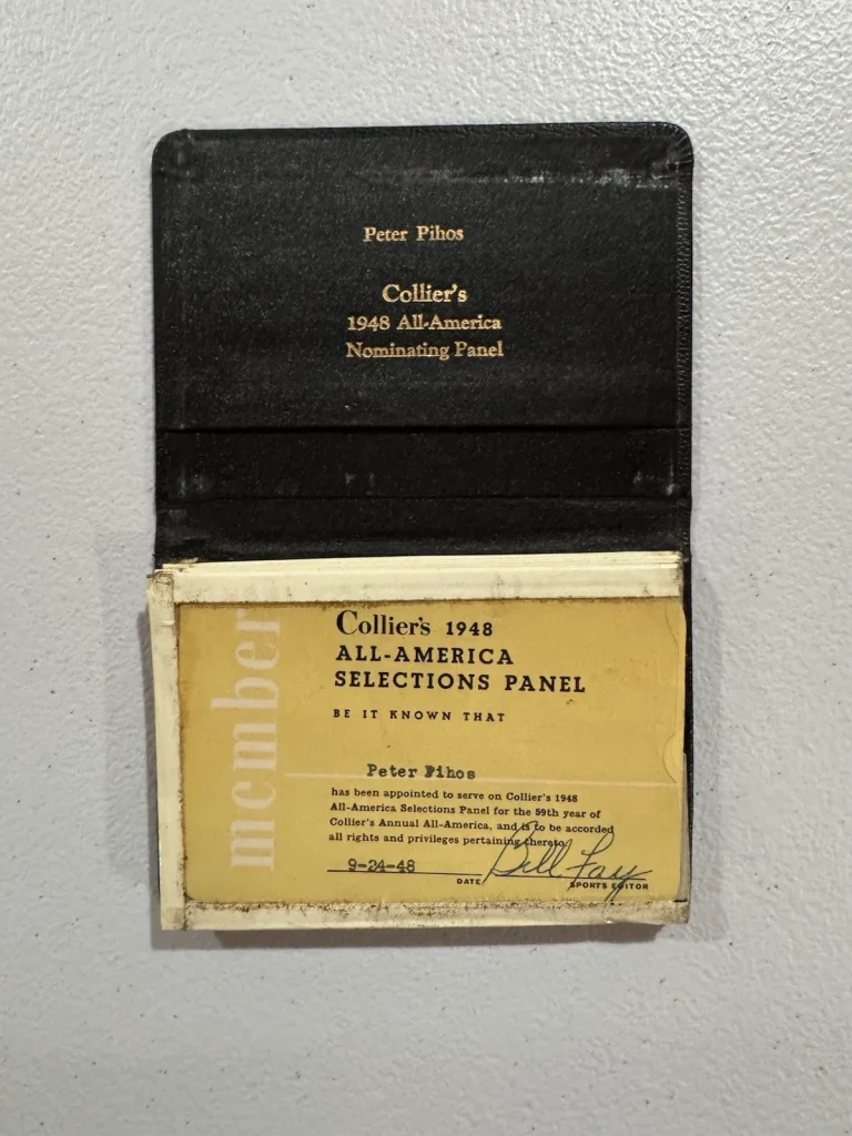 PERSONALLY OWNED Pete Pihos 1948 Colliers All America Nominating Award Eagles