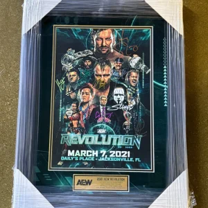 2021 AEW Revolution Multi Signed Framed Event Card 12X18 Poster Photo JSA COA