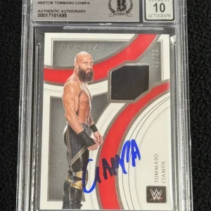 Tommaso Ciampa Signed 2022 Panini Immaculate WWE Swatches Card BAS Auto 10