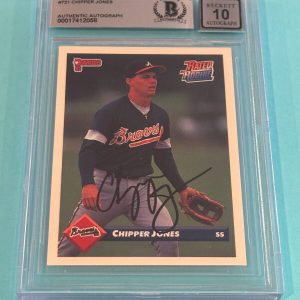 CHIPPER JONES Signed 1993 DONRUSS ROOKIE Card #721 Beckett Auth (BAS) AUTO 10 RC
