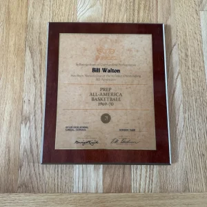 Bill Walton High School All America Award UCLA Blazers From Estate