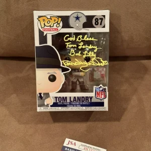 Bob Lilly Randy White Signed Tom Landry Funko Pop COWBOYS JSA God Bless Tom
