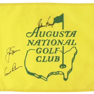 (3) Nicklaus, Palmer & Player Signed Augusta National Golf Club Flown Flag BAS