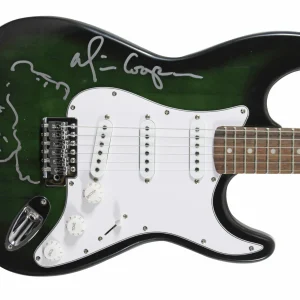 Alice Cooper Signed Green Sunburst Electric Guitar w/ Self Portrait Sketch BAS W