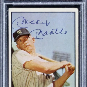 Mickey Mantle Signed 1953 Bowman Color #59 Card Grade Pr 1 MC Auto 9 PSA Slabbed