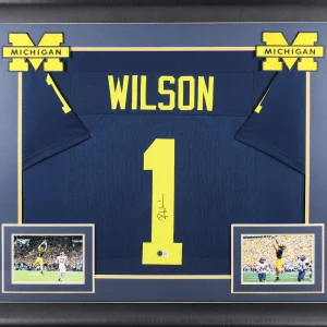 Michigan Roman Wilson Authentic Signed Navy Blue Pro Style Framed Jersey BAS Wit
