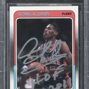 Bulls Dennis Rodman "HOF 2011" Signed 1988 Fleer #43 Rookie Card BAS Slabbed 4