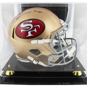 49ers Deion Sanders Signed 1964-95 TB Full Size Speed Rep Helmet w/ Case BAS Wit