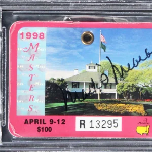 Mark O'Meara Signed 1998 Masters Augusta National Club Badge Ticket BAS Slabbed