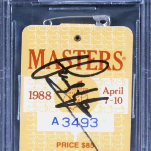 Sandy Lyle Signed 1988 Masters Augusta National Club Badge Ticket BAS Slabbed