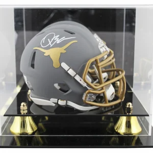 Texas Quinn Ewers Authentic Signed Slate Speed Mini Helmet W/ Case BAS Witnessed