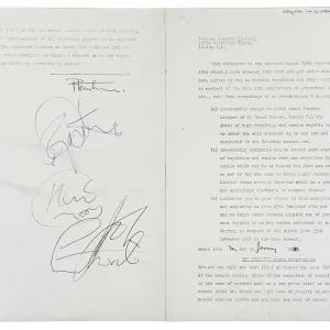The Who (4) Townshend, Moon, Daltrey & Entwistle Signed Contract Addendum JSA