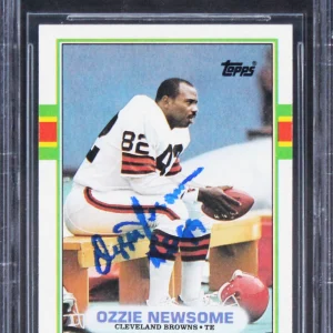 Browns Ozzie Newsome "HOF 99" Authentic Signed 1989 Topps #151 Card BAS Slabbed