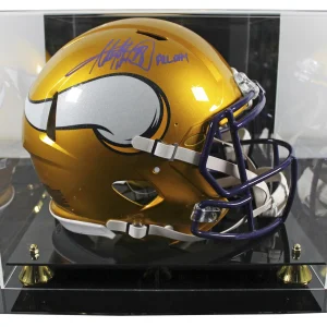 Vikings Adrian Peterson Signed Flash F/S Speed Proline Helmet W/ Case BAS Wit