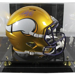 Vikings Adrian Peterson Signed Flash Full Size Speed Rep Helmet W/ Case BAS Wit