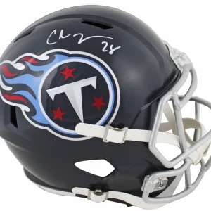Titans Chris Johnson Signed Navy Blue Full Size Speed Rep Helmet BAS Witnessed 2