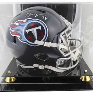 Titans Chris Johnson Signed Navy Blue Full Size Speed Rep Helmet w/ Case BAS Wit