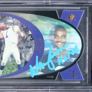 Vikings Warren Moon "HOF 06" Signed 1997 SPX #14 Card Auto 10! BAS Slabbed