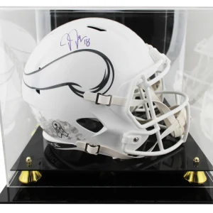 Vikings Justin Jefferson Signed STS III Full Size Speed Rep Helmet W/ Case BAS W