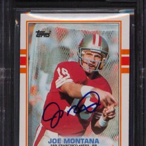 49ers Joe Montana Signed 1989 Topps #12 Card Auto Graded Gem 10! BAS Slabbed