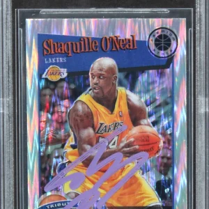 Shaquille O'neal Signed 2019 Hoops Premium Stock Prizms Flash #283 Card BAS Slab