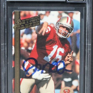 49ers Joe Montana Signed 1991 Action Packed #247 Card Auto Graded 10! BAS Slab
