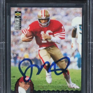 49ers Joe Montana Signed 1995 Upper Deck Trilogy #MT7 Card Auto 10! BAS Slabbed