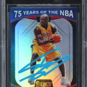 Shaquille O'Neal Signed 2021 Panini 75 Yrs NBA Prizms Silver #61 Card BAS Slab
