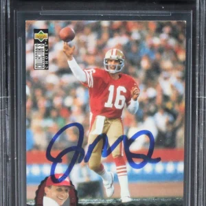 49ers Joe Montana Signed 1995 Upper Deck Trilogy #MT8 Card Auto 10! BAS Slabbed