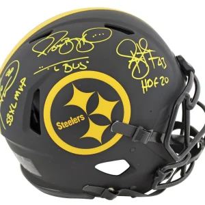 Steelers (3) Bettis, Ward & Polamalu Signed Eclipse F/S Speed Proline Helmet BAS