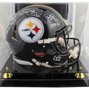Steelers (3) Bettis, Ward & Polamalu Signed F/S Speed Proline Helmet W/ Case BAS