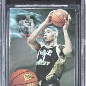 Spurs Tim Duncan Signed 1997 Press Pass All-American #A1 Rookie Card BAS Slabbed