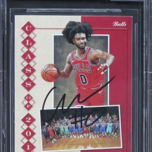 Bulls Coby White Signed 2019 Hoops Class 2019 #13 Rookie Card Auto 10 BAS Slab