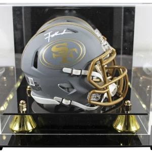 49ers Frank Gore Signed Slate Speed Mini Helmet W/ Case w/ White Sig BAS Witness