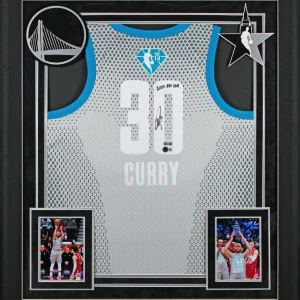 Warriors Stephen Curry "ASG MVP" Signed White All Star Nike Framed Jersey BAS