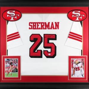 49ers Richard Sherman Signed White Nike Elite Framed Jersey PSA/DNA #AK78202