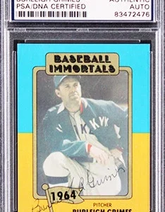 Dodgers Burleigh Grimes Signed 1980 Baseball Immortals #97 Card PSA/DNA Slabbed