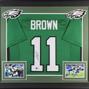 A.J. Brown Authentic Signed Kelly Green Pro Style Framed Jersey BAS Witnessed