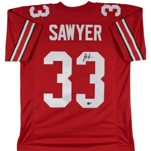 Ohio State Jack Sawyer Authentic Signed Red Pro Style Jersey BAS Witnessed