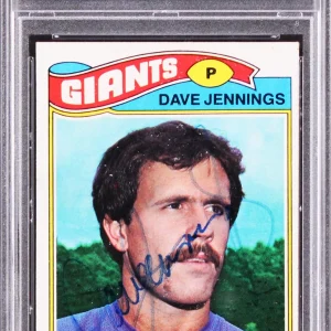 Giants Dave Jennings Authentic Signed 1977 Topps #49 Card PSA/DNA Slabbed