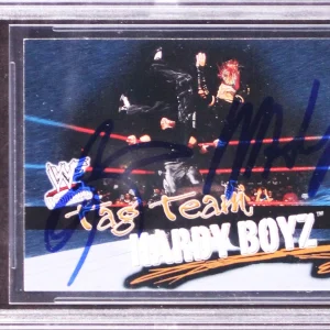 Jeff Hardy & Matt Hardy Signed 2001 Fleer WWF Wrestlemania #72 Card BAS Slabbed