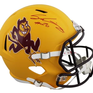 Arizona State Sam Leavitt Signed Sparky Full Size Speed Rep Helmet BAS Witnessed