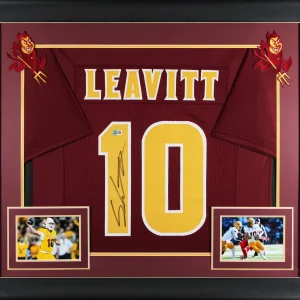 Arizona State Sam Leavitt Signed Maroon Pro Style Framed Jersey BAS Witnessed