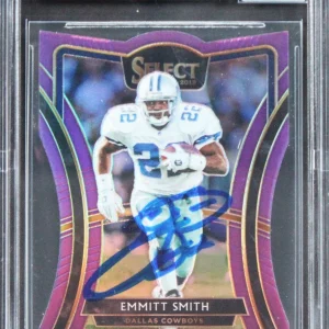Cowboys Emmitt Smith Signed 2019 Select Prizm Purple #197 Card Auto 10! BAS Slab